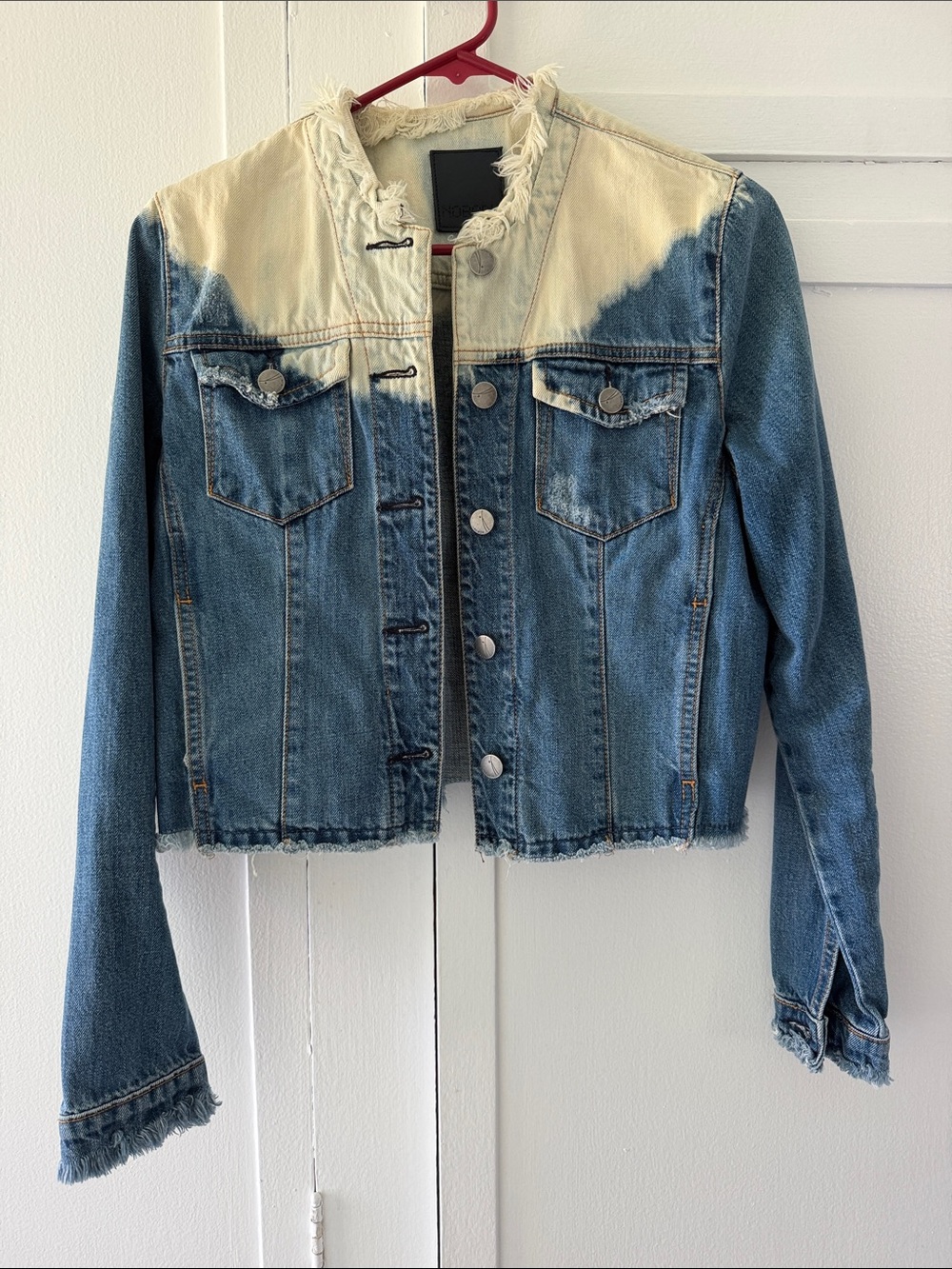 Nobody Denim Two-Tone Bleached Denim Jacket - Blue & Cream
